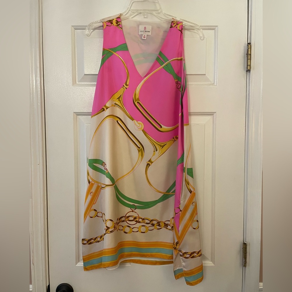 Julie Brown Silk Shift Dress with Pockets